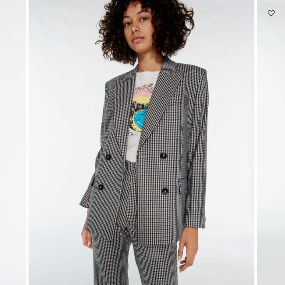 Re/Done plaid 70s Double Breasted Blazer